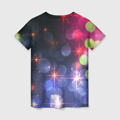 Женская футболка Поп арт неоновые звезды космического неба / 3D-принт – фото 2
