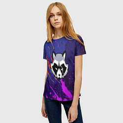 Футболка женская Морда енота и царапины, цвет: 3D-принт — фото 2