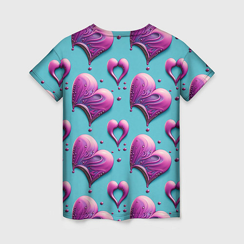 Женская футболка Паттерн сердца и капли / 3D-принт – фото 2