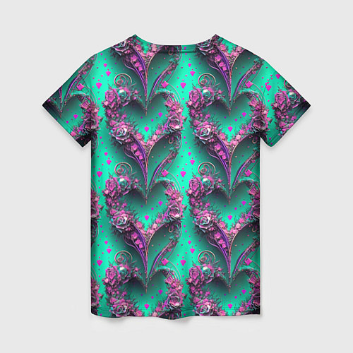 Женская футболка Паттерн сердца из цветов / 3D-принт – фото 2