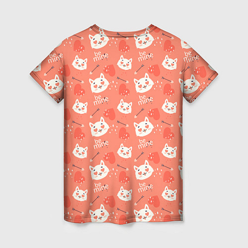 Женская футболка Паттерн кот на персиковом фоне / 3D-принт – фото 2