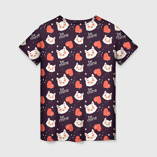 Женская футболка Паттерн котика на темном фоне / 3D-принт – фото 2