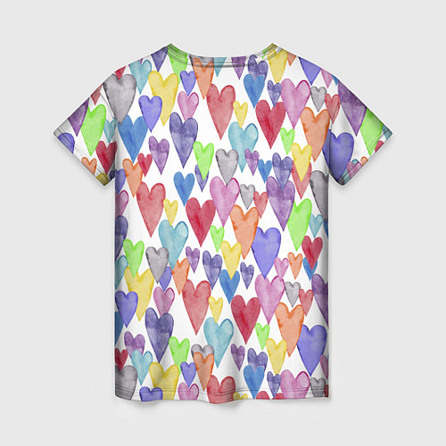 Женская футболка Разноцветные сердечки Калейдоскоп / 3D-принт – фото 2