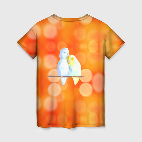 Женская футболка Пара влюбленных попугаев / 3D-принт – фото 2