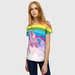 Футболка женская Единорог на фоне радуги, цвет: 3D-принт — фото 2
