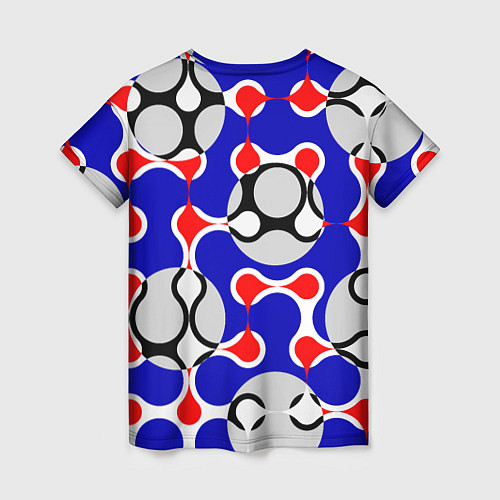 Женская футболка Абстрактные сине-красные паттерны и шары / 3D-принт – фото 2