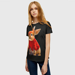 Футболка женская Кролик в свитере, цвет: 3D-принт — фото 2