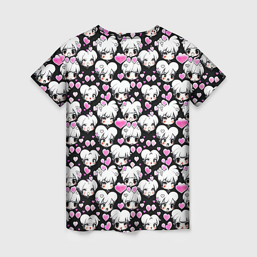 Женская футболка Ахегао и сердечки / 3D-принт – фото 2