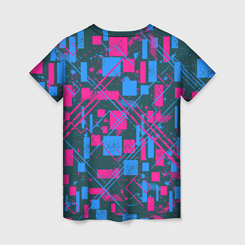 Женская футболка Геометрическая абстракция из квадратов и прямоугол / 3D-принт – фото 2
