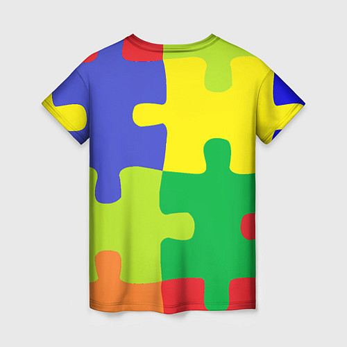Женская футболка Пазлы разноцветные / 3D-принт – фото 2