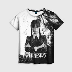Футболка женская Wednesday black and white, цвет: 3D-принт