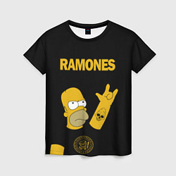 Футболка женская Ramones Гомер Симпсон рокер, цвет: 3D-принт