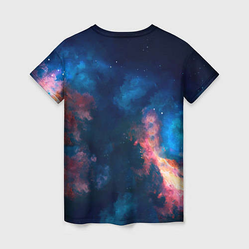Женская футболка Кот космонавт и звезды / 3D-принт – фото 2