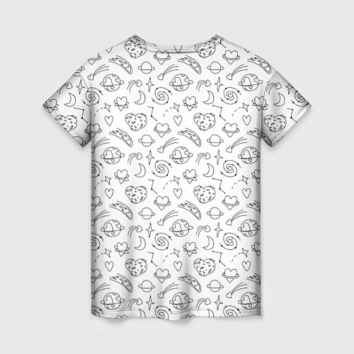 Женская футболка Дудлы с темой любви и космоса / 3D-принт – фото 2
