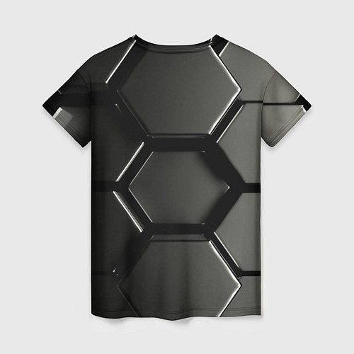 Женская футболка Хромированный гексагон объемный / 3D-принт – фото 2