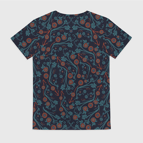 Женская футболка Рыжая лиса с орнаментом / 3D-принт – фото 2