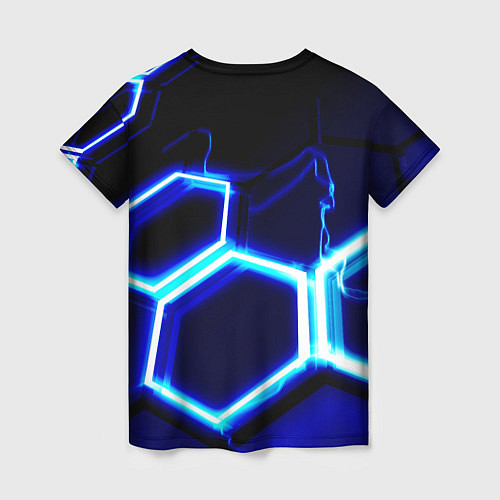 Женская футболка Neon abstraction plates storm / 3D-принт – фото 2