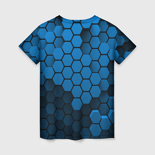 Женская футболка Голубые соты абстракция / 3D-принт – фото 2
