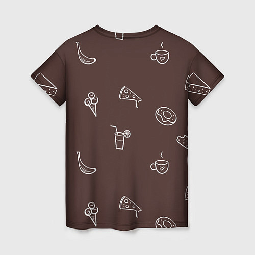 Женская футболка Еда в минимализме на коричневом фоне / 3D-принт – фото 2