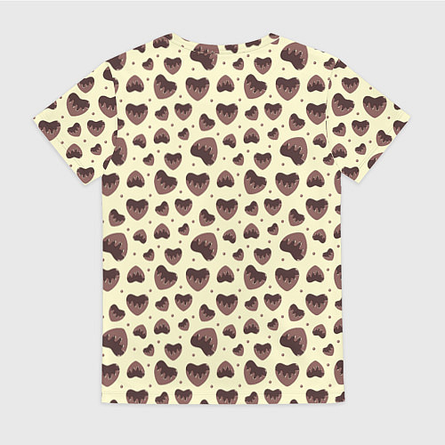 Женская футболка Узор из шоколадных сердец на желтом фоне / 3D-принт – фото 2