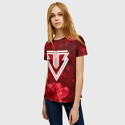 Футболка женская Big bang red hearts, цвет: 3D-принт — фото 2