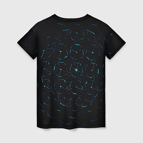 Женская футболка Абстрактные неоновые светло-синие линии шара / 3D-принт – фото 2