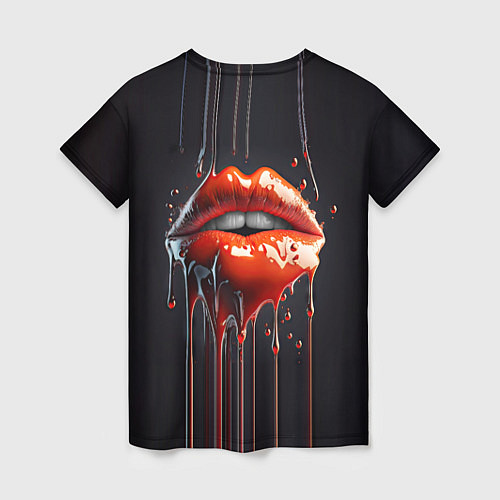 Женская футболка Сладкие красные губы / 3D-принт – фото 2