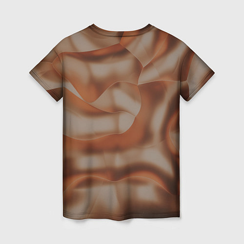 Женская футболка Тёмно-золотистые абстрактные волны / 3D-принт – фото 2
