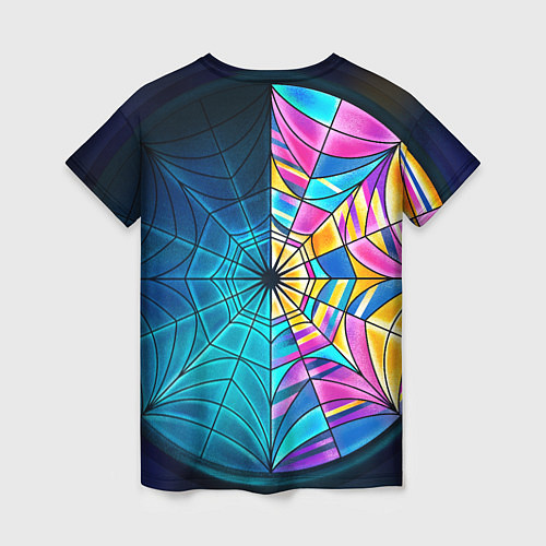 Женская футболка Уэнсдей - окно ночной витраж - текстура зерна / 3D-принт – фото 2