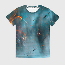 Женская футболка Абстрактный синий туман, силуэты и краски