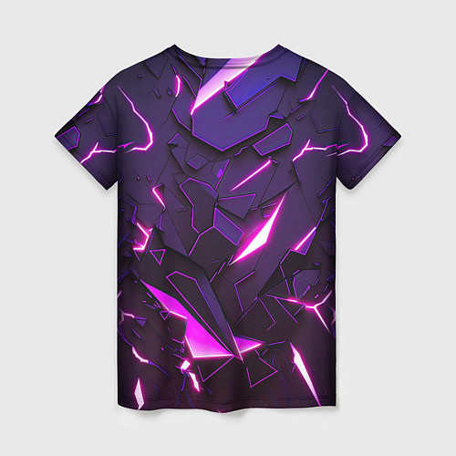 Женская футболка Неоновые абстрактные электрические плиты / 3D-принт – фото 2