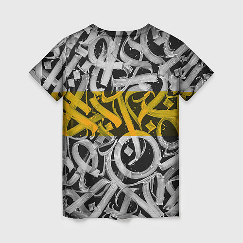 Женская футболка Yellow Callicraphic / 3D-принт – фото 2