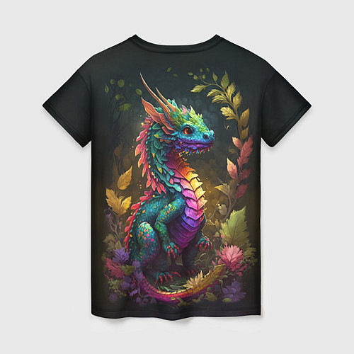 Женская футболка Разноцветный дракончик в лесу / 3D-принт – фото 2
