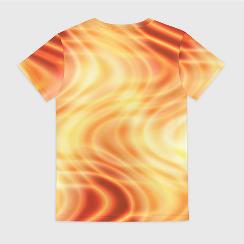Женская футболка Абстрактные оранжево-жёлтые солнечные волны / 3D-принт – фото 2
