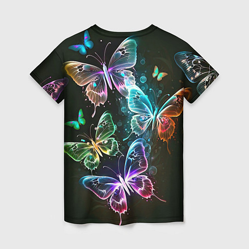 Женская футболка Неоновые дикие бабочки / 3D-принт – фото 2