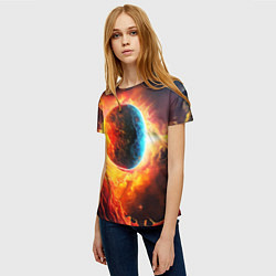 Футболка женская Планета в огненном космосе, цвет: 3D-принт — фото 2