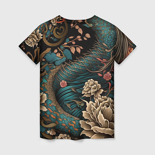 Женская футболка Японский змей Irezumi / 3D-принт – фото 2