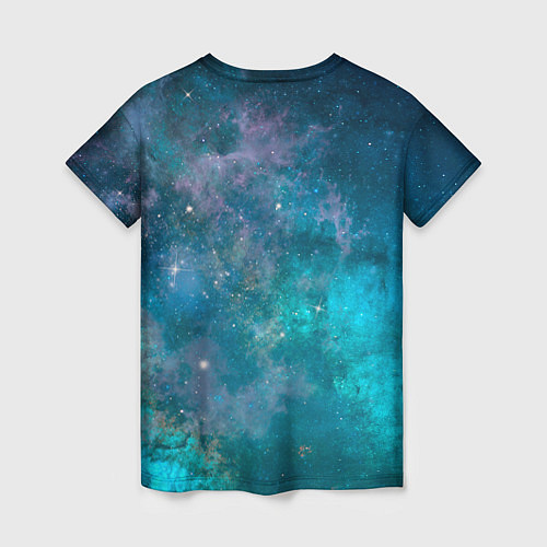 Женская футболка Абстрактный светло-синий космос и звёзды / 3D-принт – фото 2
