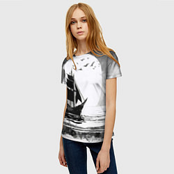Футболка женская Корабль в море, цвет: 3D-принт — фото 2