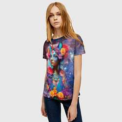 Футболка женская Космическая девушка-кошка, цвет: 3D-принт — фото 2