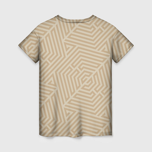 Женская футболка Бежевый цвет с геометрическим узором / 3D-принт – фото 2