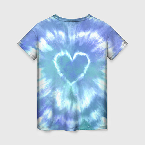 Женская футболка Сердце - тай-дай - голубой / 3D-принт – фото 2