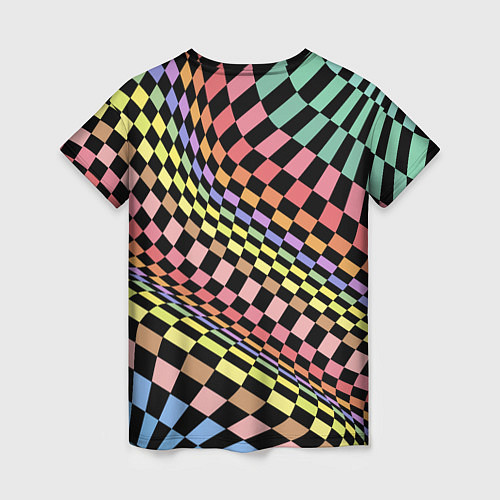Женская футболка Colorful avant-garde chess pattern - fashion / 3D-принт – фото 2