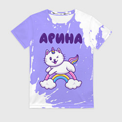 Футболка женская Арина кошка единорожка, цвет: 3D-принт