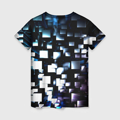 Женская футболка Неоновые кубы абстракция / 3D-принт – фото 2