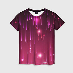 Футболка женская Светящиеся розовые линии, цвет: 3D-принт