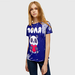 Футболка женская Поля панда с сердечком, цвет: 3D-принт — фото 2
