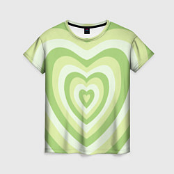 Футболка женская Зеленые сердца - индикид паттерн, цвет: 3D-принт