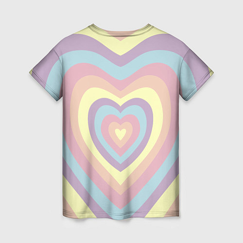 Женская футболка Сердца пастельные оттенки / 3D-принт – фото 2
