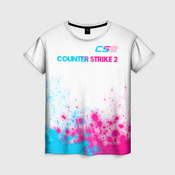 Футболка женская Counter Strike 2 neon gradient style: символ сверх, цвет: 3D-принт